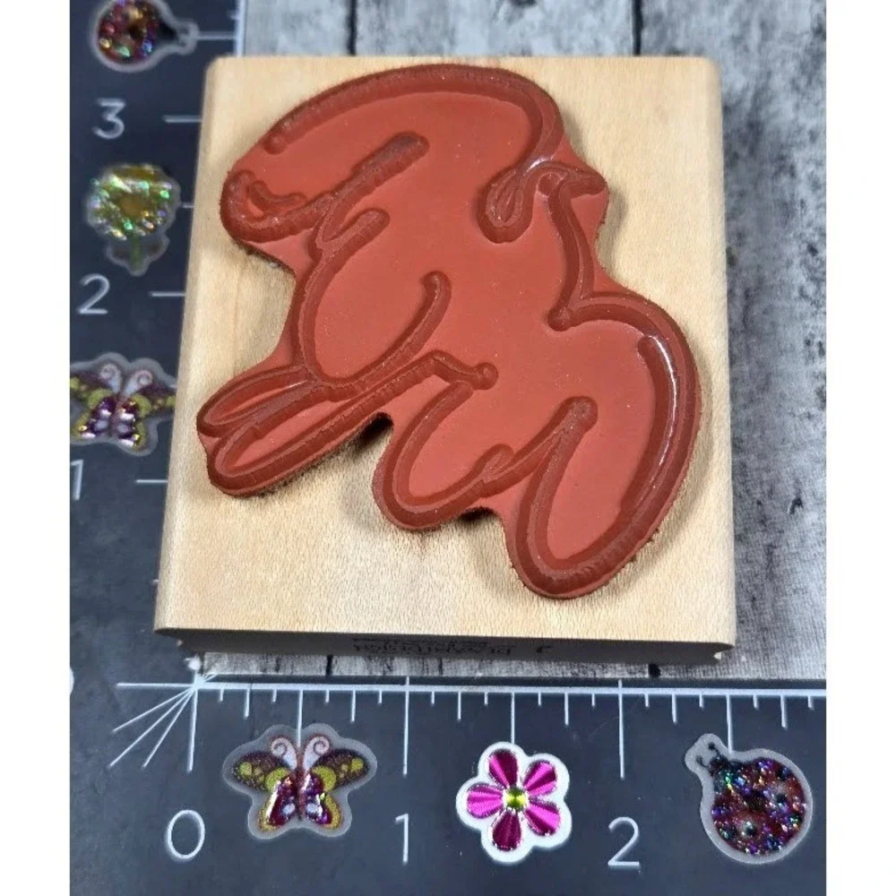 DeNami Design Dove Bird Flying Outline 1998 Rubber Stamp Wood #Q40